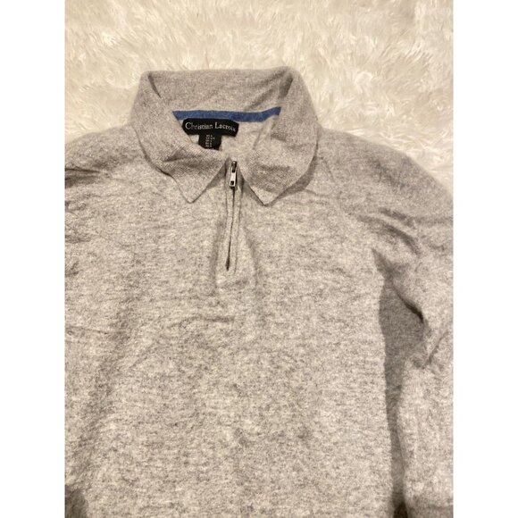 Christian Lacroix Men's 100% 2- Ply Cashmere 1/4-Zip Sweater Gray L - Picture 2 of 8